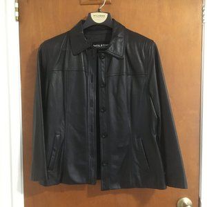 Wilson's Leather Black Leather Coat (Women's Large) Excellent Condition